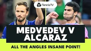 Regardez tous les angles du point épique entre Alcaraz et Medvedev dans la finale d'Indian Wells