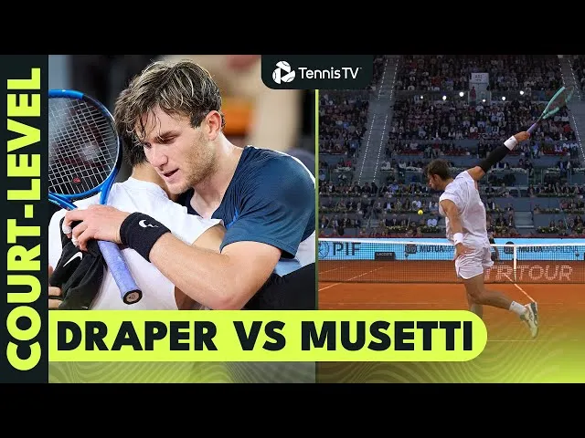 Cet angle 😍 Jack Draper contre Lorenzo Musetti, les temps forts filmés avec la nouvelle caméra au niveau du court