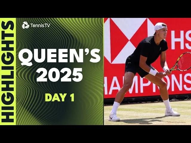 Rune starter gressesongen; Tiafoe, Fearnley, Monfils alle med | Queen’s 2025 høydepunkter dag 1