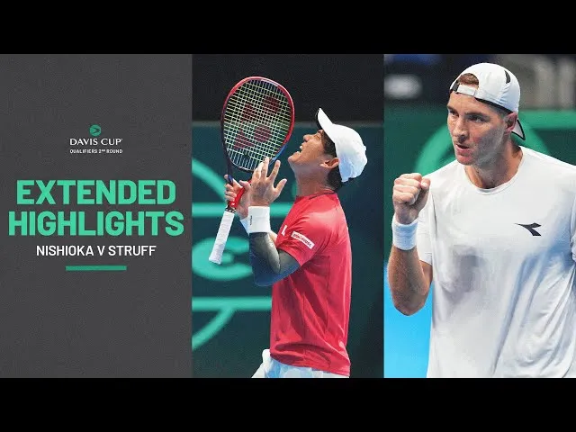Regardez les moments forts de Nishioka contre Struff dans les qualifications de la Coupe Davis 2025 Japon vs Allemagne