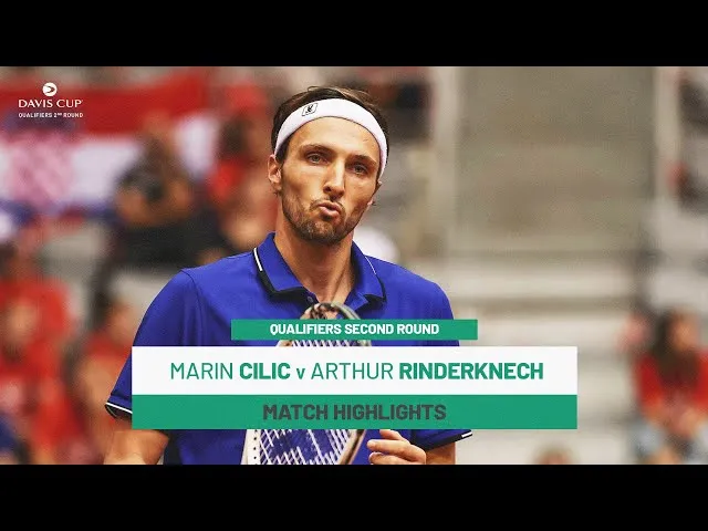 Regardez les temps forts de Cilic contre Rinderknech au deuxième tour des qualifications de la Coupe Davis 2025, Croatie contre France