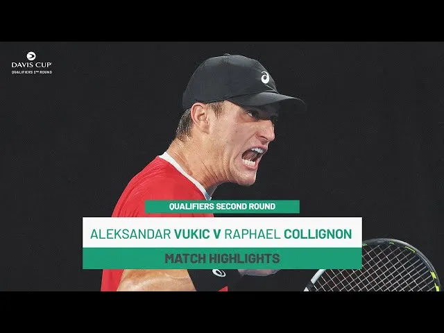 Regardez les temps forts de Vukic contre Collignon lors des qualifications de la Coupe Davis 2025, deuxième tour où l'Australie affronte la Belgique