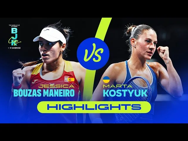 Regardez les moments forts de Kostyuk contre Bouzas Maneiro en quarts de finale de la Coupe BJK 2025 où l'Ukraine affronte l'Espagne.