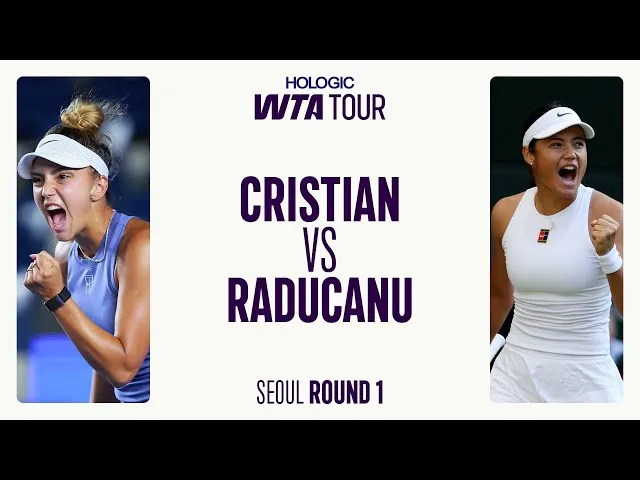 Regardez les moments forts de la victoire de Raducanu contre Cristian au premier tour à Séoul.