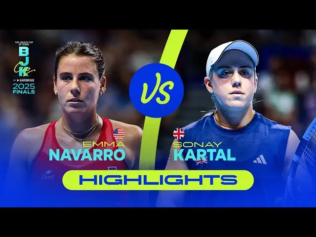 Regardez les moments forts de Navarro contre Kartal lors des demi-finales de la Coupe Billie Jean King 2025 où les États-Unis affrontent la Grande-Bretagne.