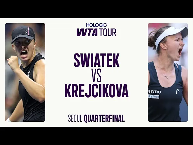 Regardez les moments forts de la victoire de Swiatek sur Krejcikova en quart de finale à Séoul.