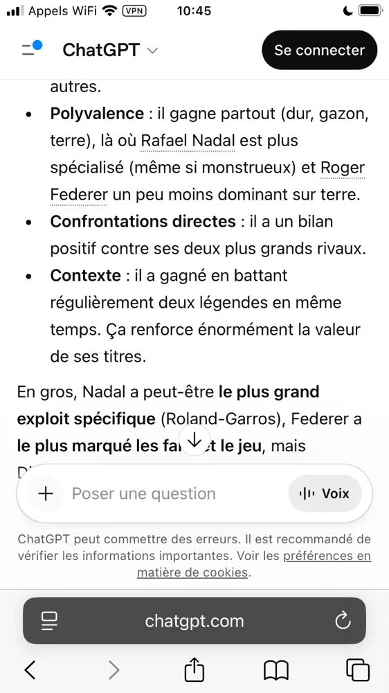 j'ai demandé à ChatGPT qui était le goat du tennis et pourquoi. Voici ce qu'il m'a répondu .