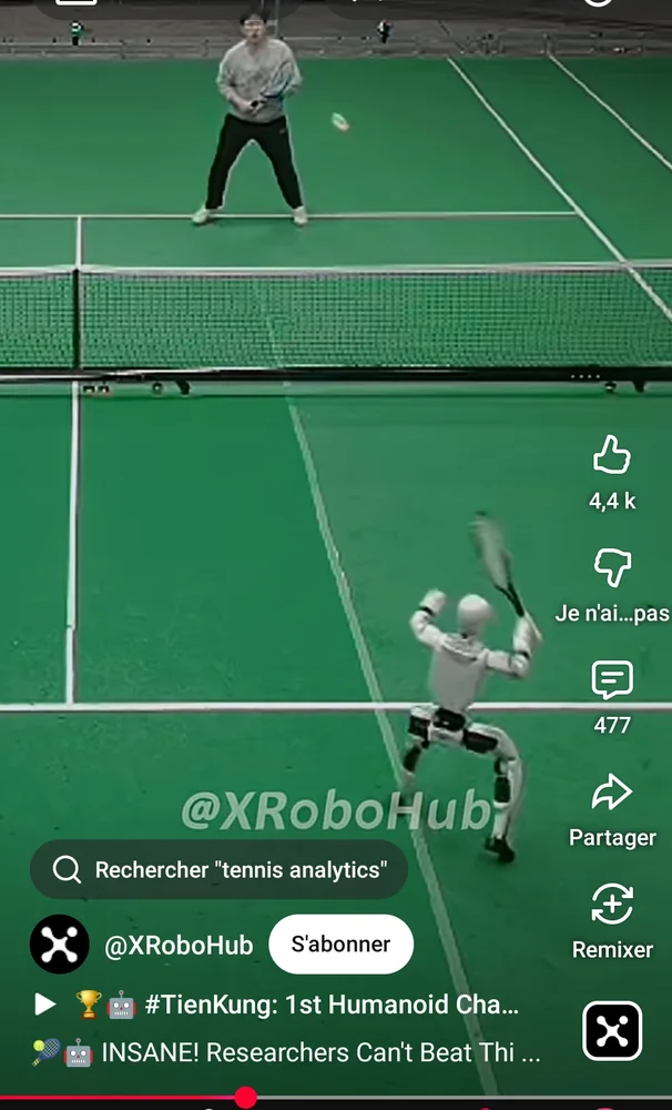 Ils apprennent le tennis à un robot, c'est déja bluffant. Ceci n'est pas de l'IA.