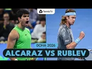 Alcaraz ngalahake Rublev ing Doha 2026 – Semi-Final